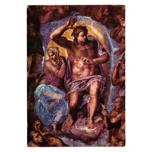 Michelangelo Sistine Chapel Christ As Judge Postcard Vintage Art Tourist Vatican